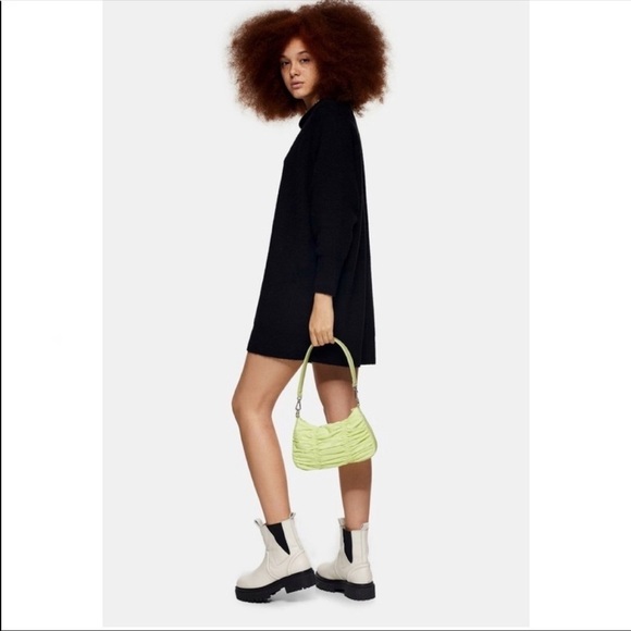 Topshop Black Oversized Long Sleeve Mini Knitted Sweater Dress Size 4-6 NWOT - Picture 1 of 7